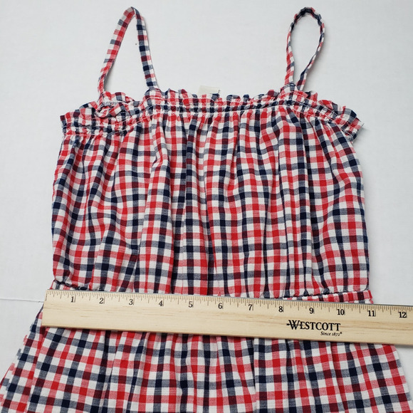 Oshkosh B'gosh Gingham Girls 10/10A Red White Blue Sundress Ruffle Patriotic - Picture 5 of 15